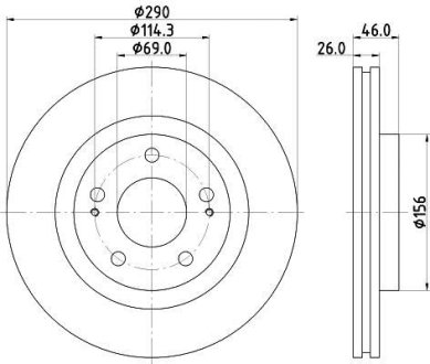 PRO MITSUBISHI гальмівний диск передн. Grandis 04- (290*26) HELLA 8DD355118791