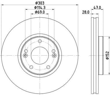 PRO HYUNDAI Гальмівний диск передн. GRANDEUR 2.2, 2.4, 3.3, KIA HELLA 8DD355122501