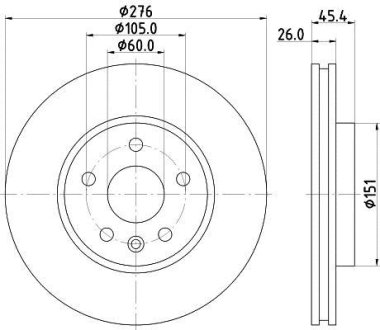 OPEL диск гальм. передн. Astra K HELLA 8DD355122841