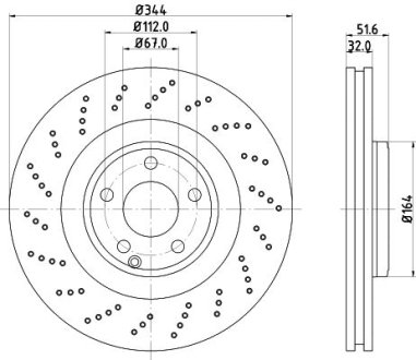 PRO HIGH CARBON DB Гальмівний диск передн. C218, X218 HELLA 8DD355126381