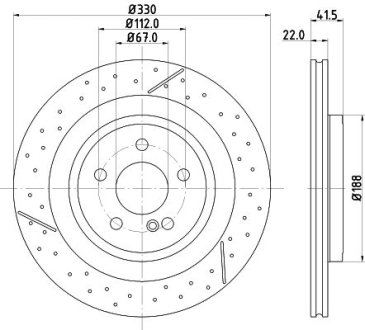 PRO HIGH CARBON DB Гальмівний диск W176, C117, X156, R172 HELLA 8DD355126441