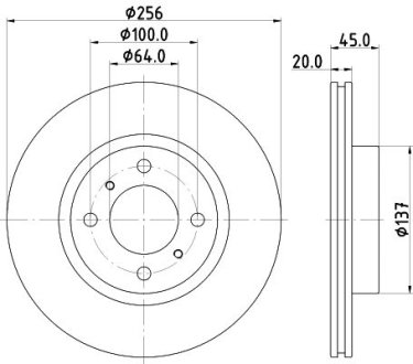 PRO MITSUBISHI диск гальм. передн. COLT -12 HELLA 8DD355126941