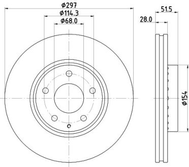 PRO MAZDA Гальмівний диск передн. Mazda 6 12-, CX-5 11- HELLA 8DD355126981