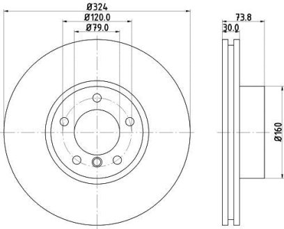 PRO HIGH CARBON BMW Диск гальмівний передн. 5 серия E39 00- HELLA 8DD355127621 (фото 1)