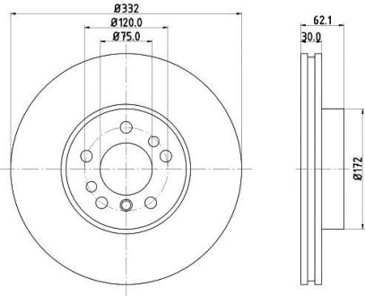 PRO HIGH CARBON BMW Гальмівний диск передн. X5 (E53) HELLA 8DD355127631