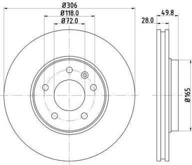 PRO HIGH CARBON RENAULT Диск тормозной передн. Trafic II, Opel Vivaro 01- HELLA 8DD355127801