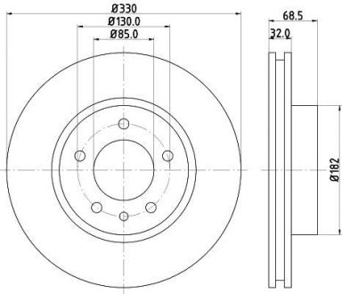 PRO HIGH CARBON VW Диск гальм. передн лів. Touareg 02- HELLA 8DD355128041