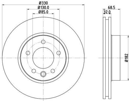 PRO HIGH CARBON VW Диск гальм. передн прав. Touareg 02- HELLA 8DD355128051