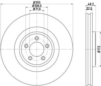 PRO HIGH CARBON JAGUAR Гальмівний диск передн. F-TYPE, XF I, XK II HELLA 8DD355129071