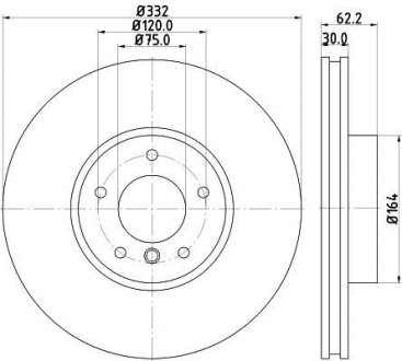 PRO HIGH CARBON BMW Диск гальмівний передній X5 E70,X6 E71 xDrive 06- HELLA 8DD355129291