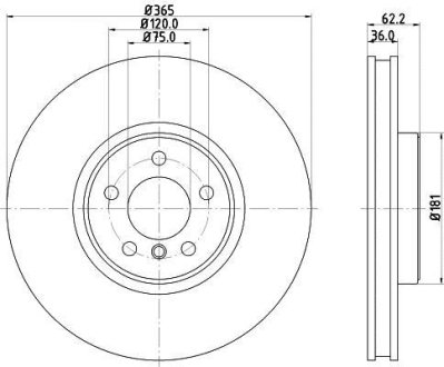 PRO HIGH CARBON BMW Диск гальм. передній X5 E70, X6 E71 HELLA 8DD355129311