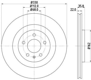 PRO HIGH CARBON VW Диск гальмівний задній Audi A8 10- HELLA 8DD355129381 (фото 1)