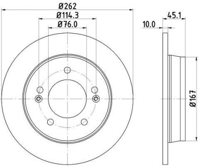 PRO HIGH CARBON HYUNDAI гальмівний диск задній Elantra 11-, Veloster HELLA 8DD355129451 (фото 1)