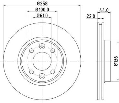 PRO HIGH CARBON RENAULT диск гальмівний передній Sandero, Logan II, Renault, Smart HELLA 8DD355129621