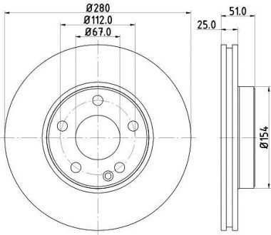 PRO HIGH CARBON DB диск гальм. передн. A176 15- HELLA 8DD355129671