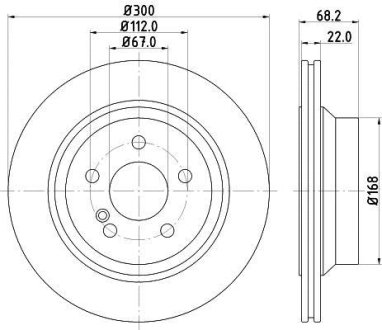 PRO HIGH CARBON DB гальмівний диск задн. (вентил.) (300*22) W211 02- HELLA 8DD355129791