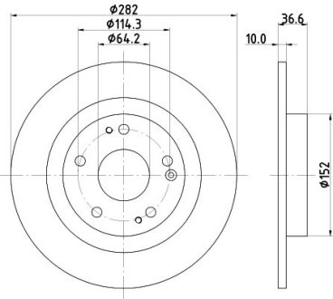 PRO HONDA Гальмівний диск задн. CIVIC X 1.5 VTEC (FK7) 17- HELLA 8DD355131901