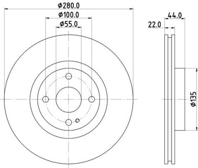 PRO HIGH CARBON MAZDA Гальмівний диск передн. MX-5 15-, FIAT 124 Spider HELLA 8DD355131921