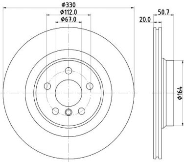 PRO HIGH CARBON BMW Гальмівний диск задній 1 (F40), 2 Gran Coupe (F44), X2 (F39) HELLA 8DD355132301 (фото 1)