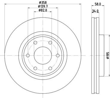 PRO NISSAN Диск гальмівний передній PATROL 5.6 10- HELLA 8DD355132441