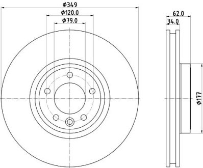 PRO HIGH CARBON LAND ROVER Гальмівний диск передн. DISCOVERY V, RANGE ROVER IV HELLA 8DD355132551