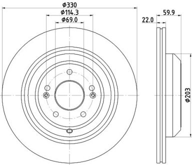 PRO HIGH CARBON KIA Гальмівний диск задн. STINGER 2.0 17-, GENESIS HELLA 8DD355132661