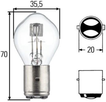 Автолампа BA20d S2 12V45/40W HELLA 8GD002084151