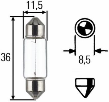 C5W 12V 5W Лампа розжарювання (блістер 2 шт) STANDARD HELLA 8GM002092123