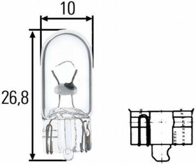 W5W 12V 5W Лампа розжарювання (блістер 2 шт) STANDARD HELLA 8GP003594123