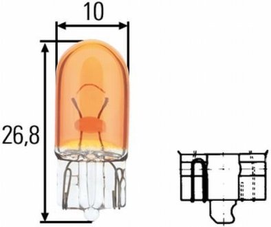 WY5W 12V 5W Лампа розжарювання вказівника повороту (жовтий) STANDARD (блістер 2 шт) HELLA 8GP003594543 (фото 1)
