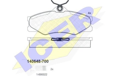 Комплект гальмівних колодок ICER 140648-700