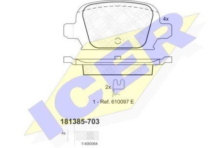 Комплект гальмівних колодок (дискових) ICER 181385703 (фото 1)