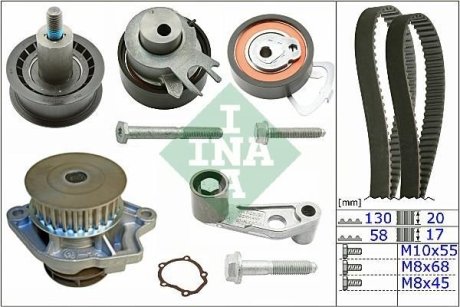 Комплект ременя ГРМ з помпою води INA 530036030