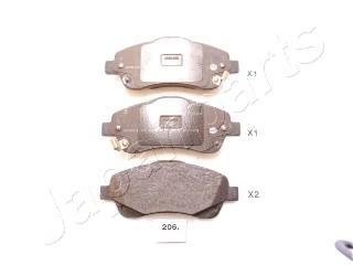 TOYOTA гальмівні колодки передн.Avensis 03- JAPANPARTS PA206AF (фото 1)