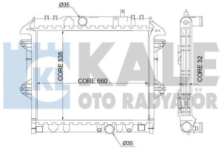 TOYOTA Радіатор сист. охолодження двигуна з АКПП Hilux VII 2.5.3.0 D-4D 05- Kale 342335