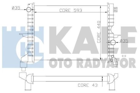 LAND ROVER Радіатор охолодження двиг. Discovery II 2.5Td 98- Kale 350400