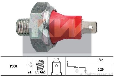 500 035 Датчик тиску масла (аналог EPS 1.800.035/Facet 7.0035) KW 500035 (фото 1)