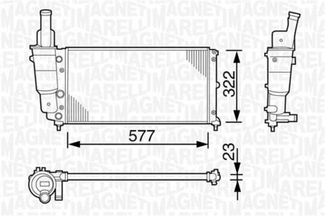 Радіатор FIAT PUNTO 55 1.1/60 1.2/75 1.2 MPI/85 1.2 16V 05/97 -/ [] MAGNETI MARELLI 350213114000 (фото 1)