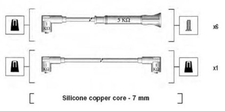 К-т високовольтних проводів (7шт.) BMW 320/323/520 87- MAGNETI MARELLI MSK546