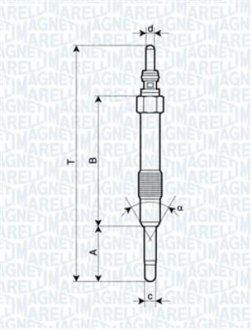 Свічка розжарювання Bravo,Doblo,Alfa Romeo JTD ENGINS [062900014304] MAGNETI MARELLI UC19A