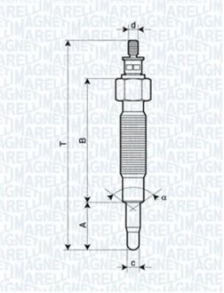 Свічка розжарювання FORD MAVERICK NISSAN SERENA, TERRANO, CARGO, VANETTE [062900037304] MAGNETI MARELLI UC36A