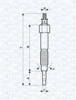 NISSAN свічка розжарювання Almera, Primera 2.0D/TD MAGNETI MARELLI UC63A (фото 1)