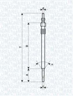 Свічка розжарювання FIAT Stilo 01-10, Bravo 07-16, Croma 05-10; OPEL Astra H 04-14, Vectra C 02-08, Zafira B 05-12, Signum 03-08; CADILLAC BLS 05-09; ALFA ROMEO 159 05-11, 156 97-07, 166 98-07, Brera 05-10, GT 03-10, 147 00-10; LANCIA Thesis 02-09; S MAGNETI MARELLI UY3A (фото 1)