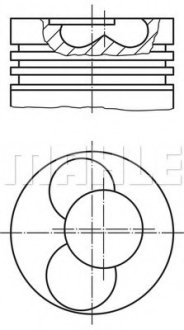 Поршень з кільцями VW 81,51 2,5TDi AVR (вир-во Mahle) MAHLE / KNECHT 0308802