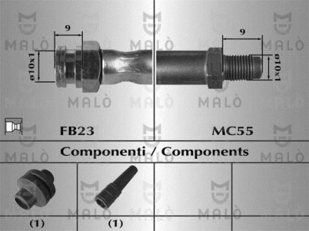 Шланг гальмівний FIAT Ducato 06-14; PEUGEOT Boxer 06-14; CITROEN Jumper 06-14 MALO 80285 (фото 1)
