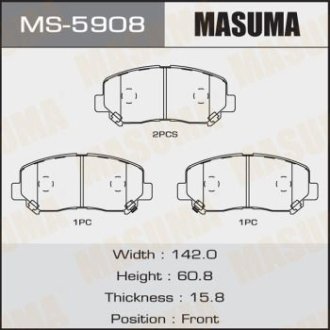 Колодки тормозные передн Mazda CX-5 (11-) (MS-5908) MASUMA MS5908 (фото 1)