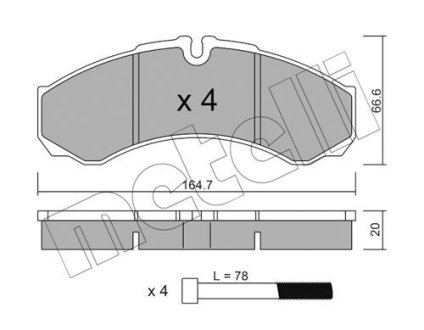 Комплект гальмівних колодок (дискових) Metelli 2202121 (фото 1)
