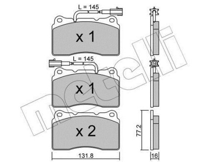 Комплект гальмівних колодок Metelli 22-0288-0