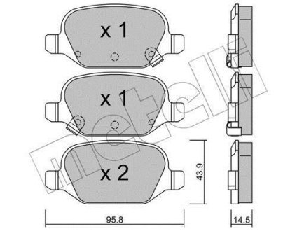 Комплект гальмівних колодок (дискових) Metelli 2203245 (фото 1)