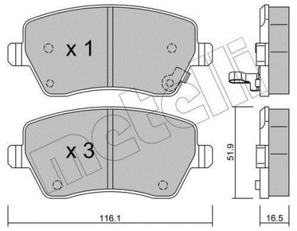 Комплект гальмівних колодок (дискових) Metelli 2204851